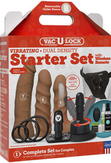 Doc Johnson Vac-U-Lock Vibrating Dual Density Starter Set With Wireless Remote Caramel