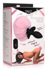 XR Brands Tailz Waggerz Moving and Vibrating Bunny Tail Anal Plug - Pink