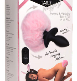 XR Brands Tailz Waggerz Moving and Vibrating Bunny Tail Anal Plug - Pink
