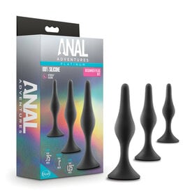 Blush Novelties Anal Adventures Platinum Silicone Beginner Plug Kit Black