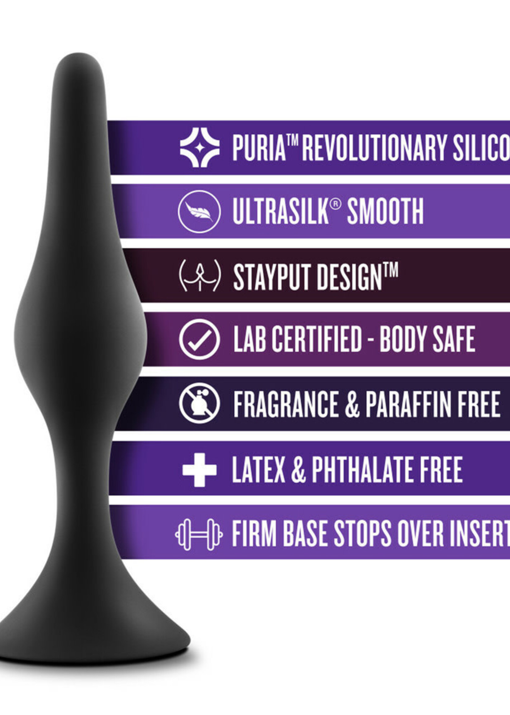 Blush Novelties Anal Adventures Platinum Silicone Beginner Plug Kit Black