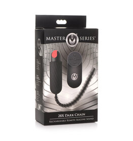 XR Brands Master Series 28x Dark Chain Rechargeable Remote Silicone Sound - Black