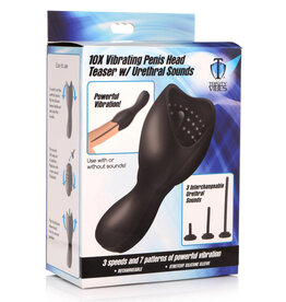XR Brands Trinity Vibes 10x Vibrating Penis Head Teaser With Urethral Sounds - Black