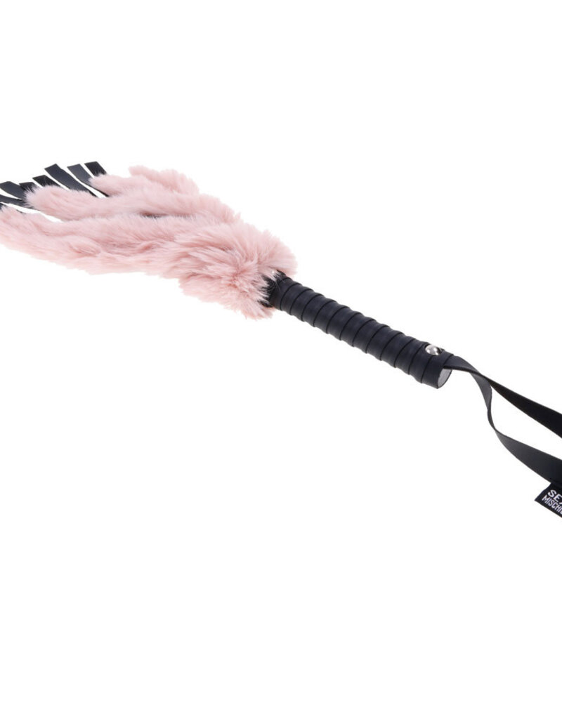 Sportsheets Brat Faux Fur Flogger - Pink/black