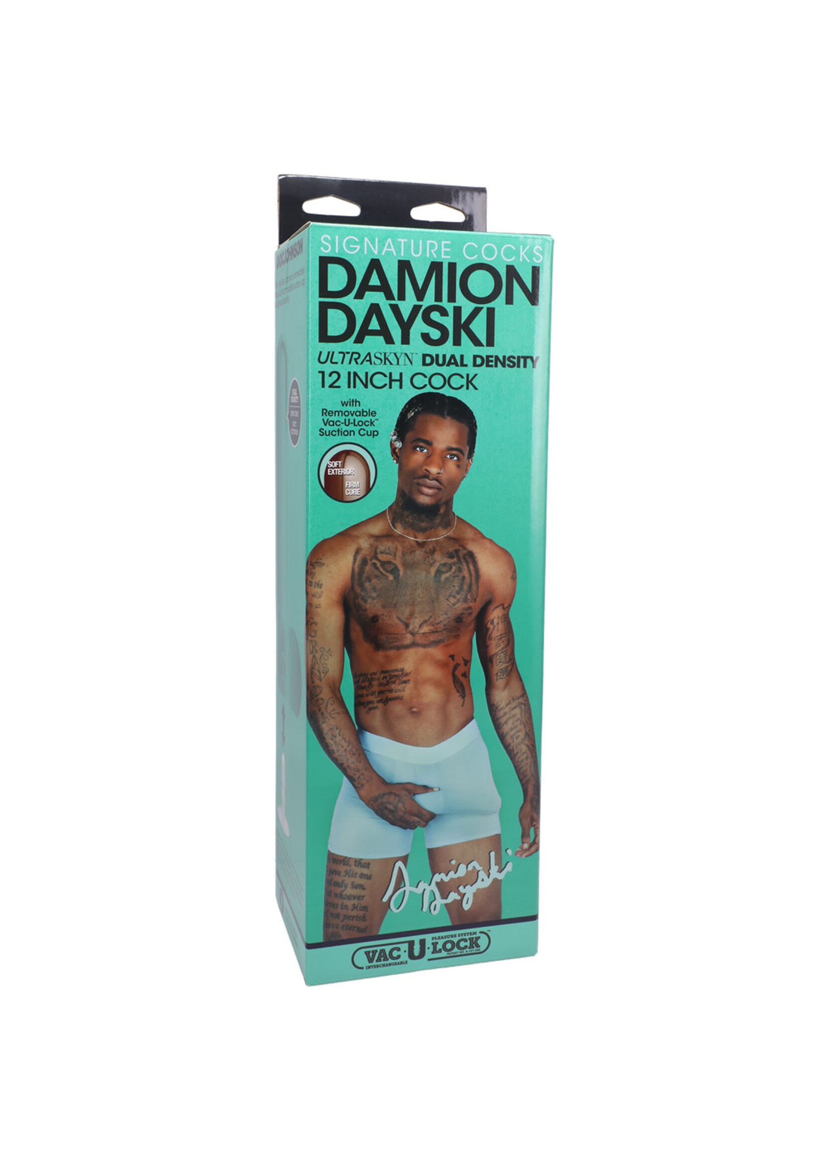 Doc Johnson Signature Cocks Damion Dayski 12" Ultraskyn Cock With Removable Vac-U-Lock Suction Cup Chocolate