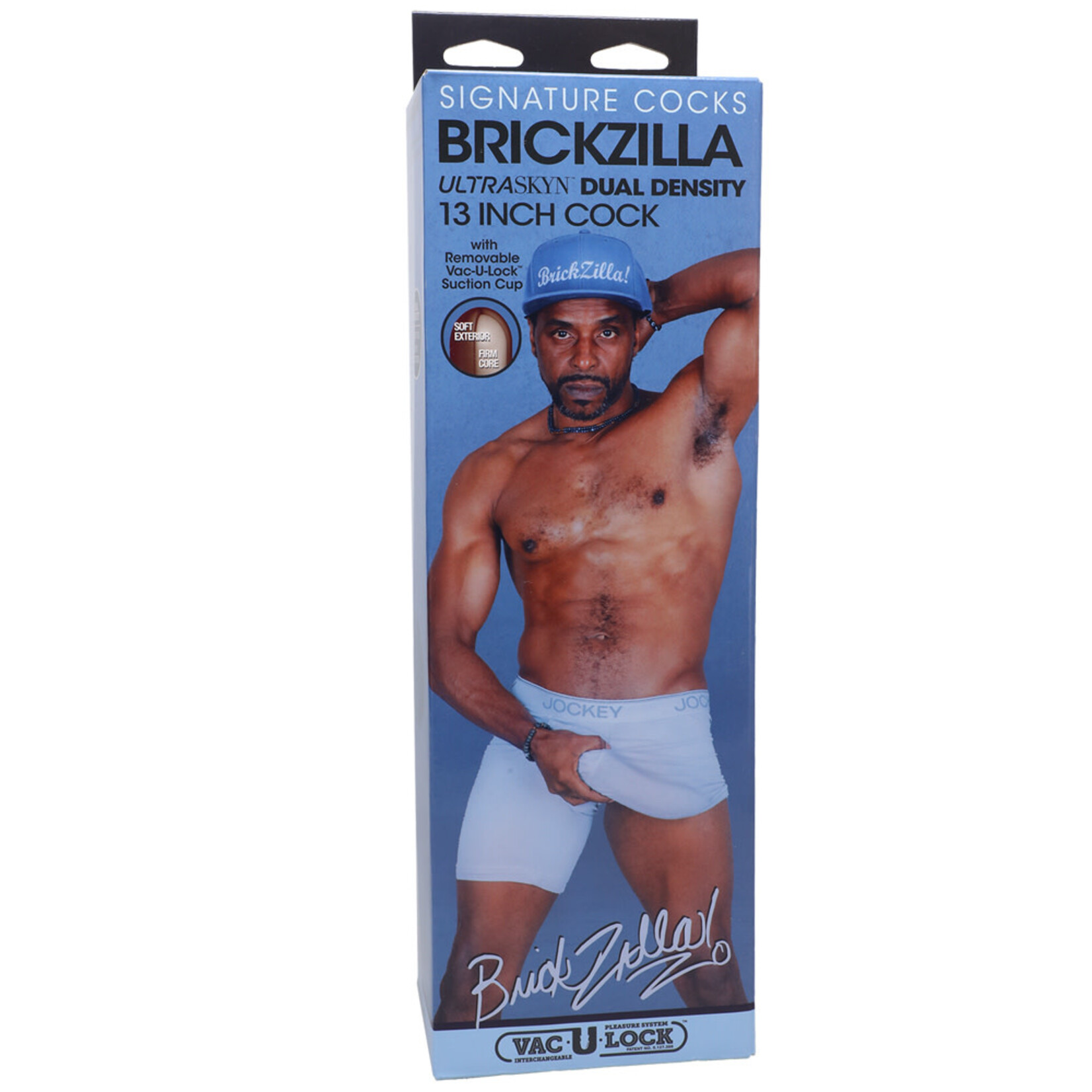 Doc Johnson Signature Cocks Brickzilla 13" Ultraskyn Cock With Removable Vac-U-Lock Suction Cup Chocolate
