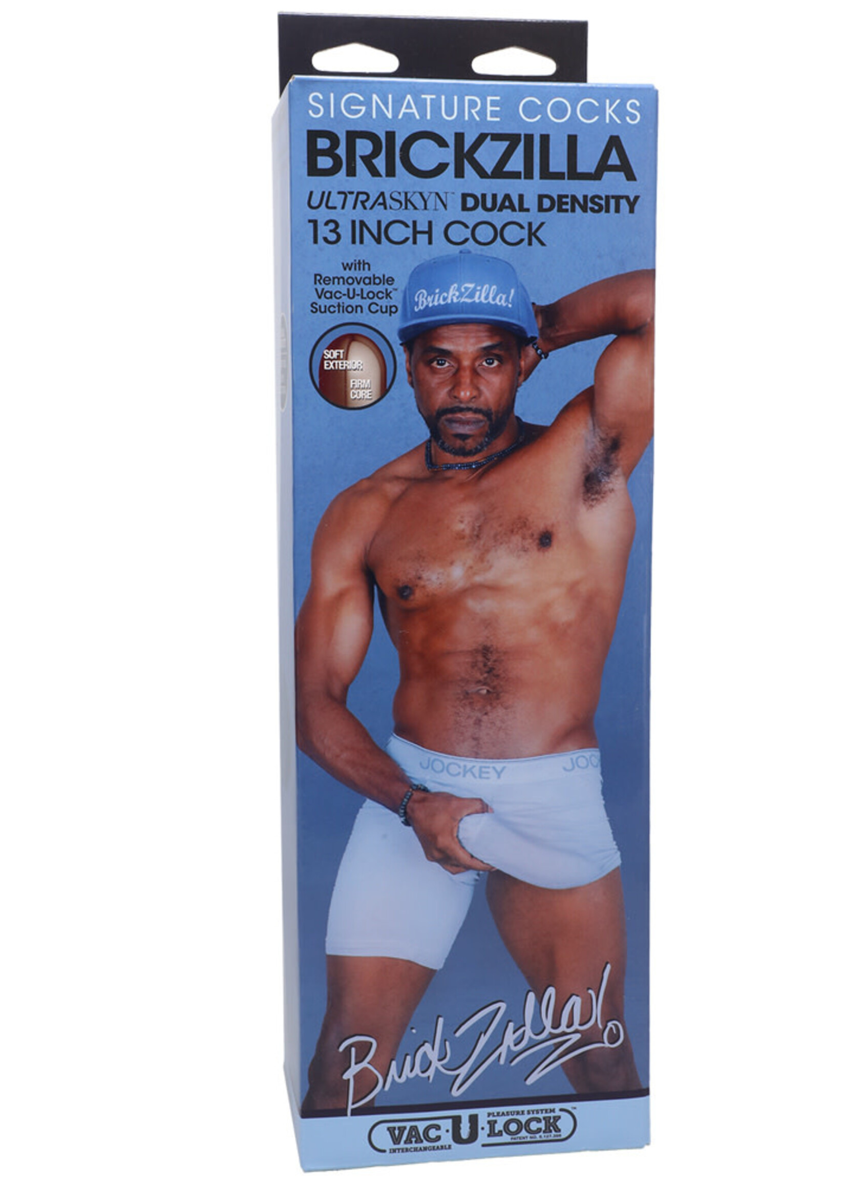 Doc Johnson Signature Cocks Brickzilla 13" Ultraskyn Cock With Removable Vac-U-Lock Suction Cup Chocolate