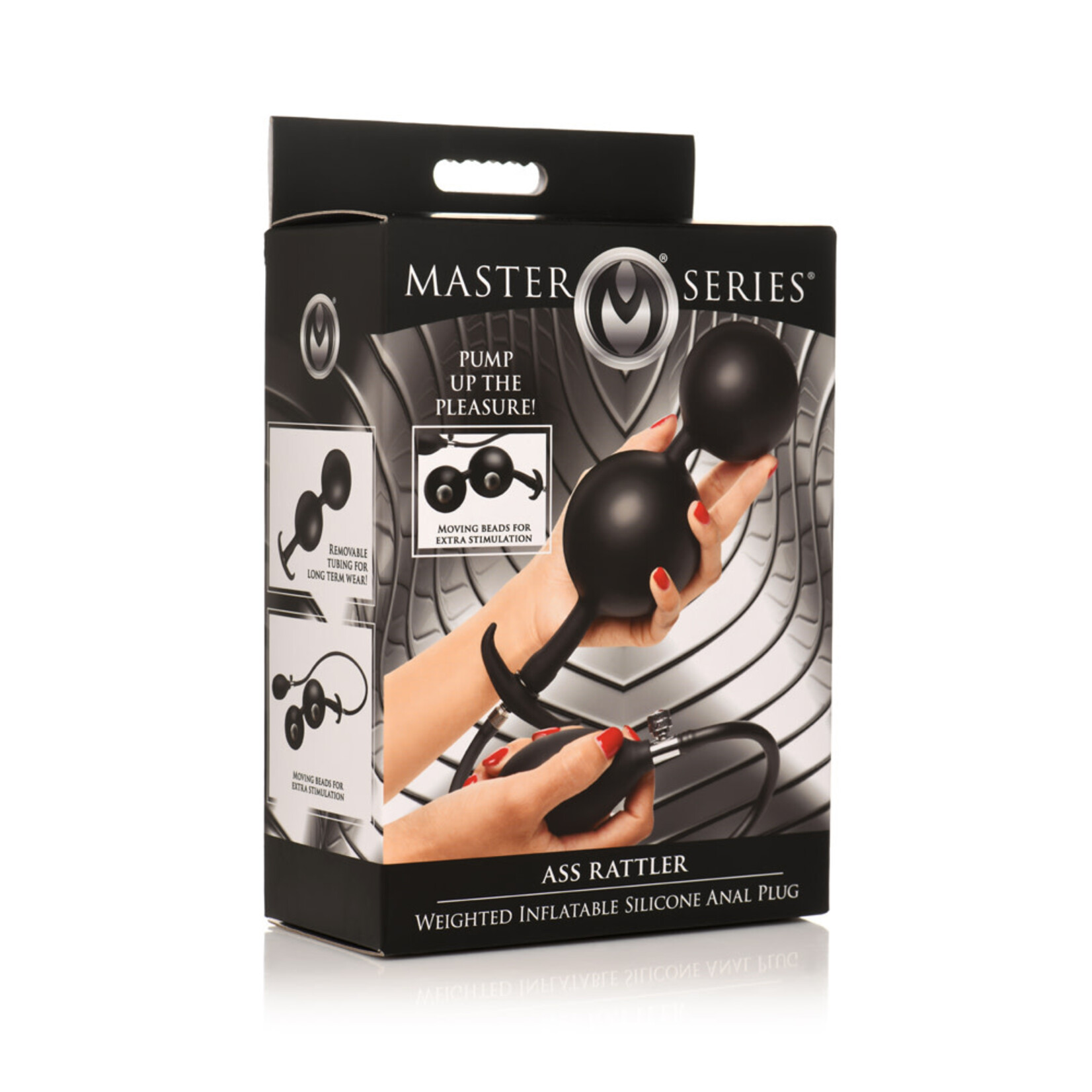 XR Brands Master Series Master Series Ass Rattler Weighted Inflatable Silicone Anal Plug