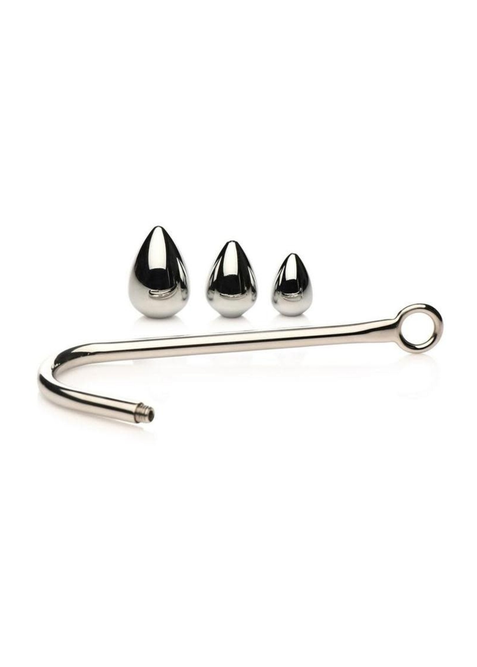 XR Brands Master Series Master Series Anal Hook Trainer with 3 Plugs - Stainless Steel
