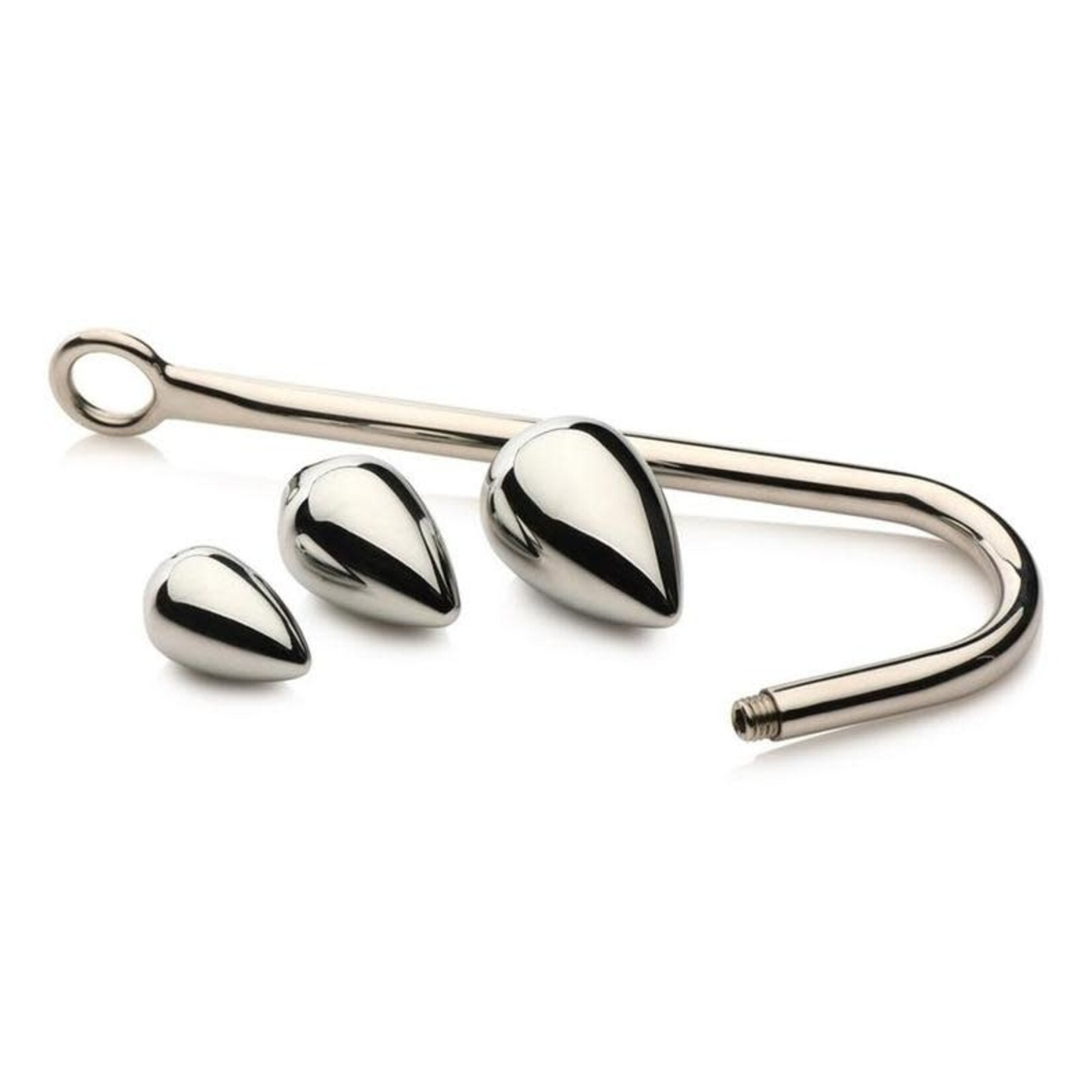XR Brands Master Series Master Series Anal Hook Trainer with 3 Plugs - Stainless Steel