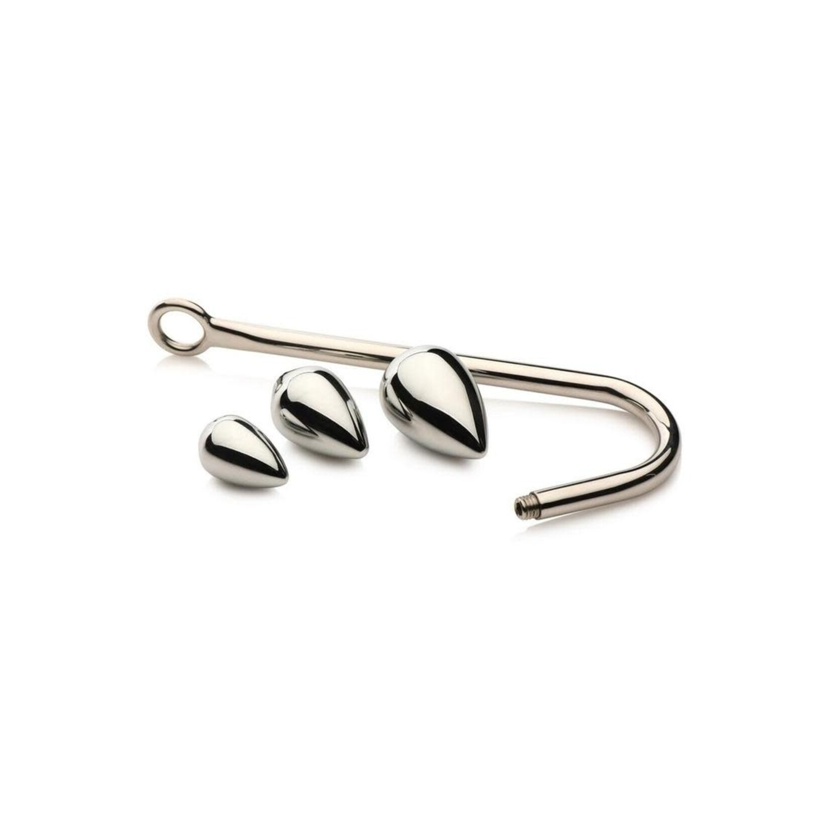 XR Brands Master Series Master Series Anal Hook Trainer with 3 Plugs - Stainless Steel