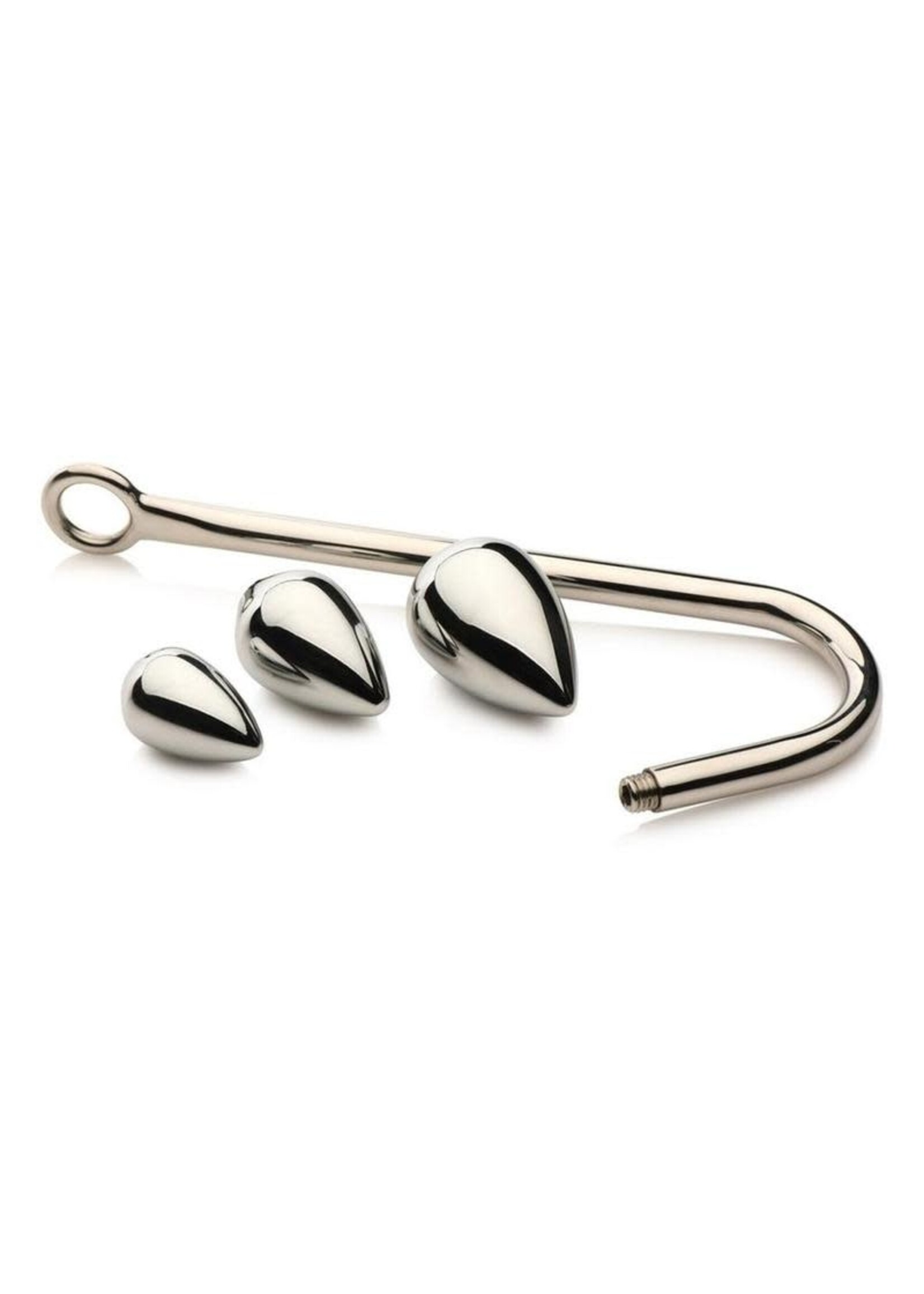 XR Brands Master Series Master Series Anal Hook Trainer with 3 Plugs - Stainless Steel