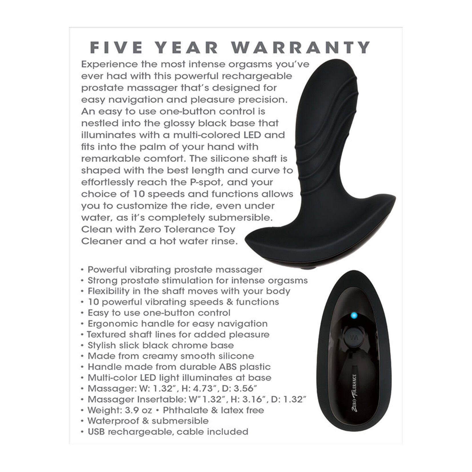 Zero Tolerance The Gentlemen Rechargeable Prostate Massager