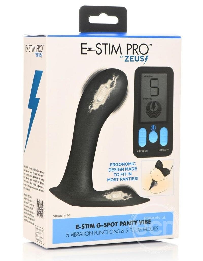 XR Brands Zeus Electrosex Zeus ZS E-Stim Pro Rechargeable Silicone Panty Vibe with Remote Control - Black