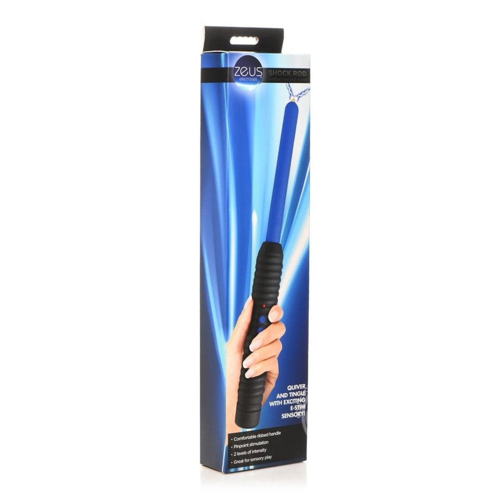 XR Brands Zeus Electrosex Zeus Electrosex Shock Rod E-Stim Zapping Wand - Blue/Black