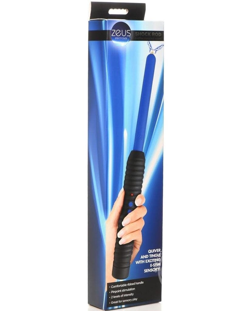 XR Brands Zeus Electrosex Zeus Electrosex Shock Rod E-Stim Zapping Wand - Blue/Black