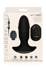 XR Brands Thunder Plugs Thunder Plug Butt Slider 7x Sliding Ring Silicone Rechargeable Missile Plug with Remote Control - Black