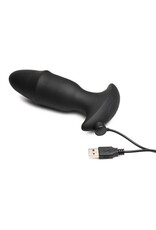XR Brands Thunder Plugs Thunder Plug Butt Slider 7x Sliding Ring Silicone Rechargeable Missile Plug with Remote Control - Black