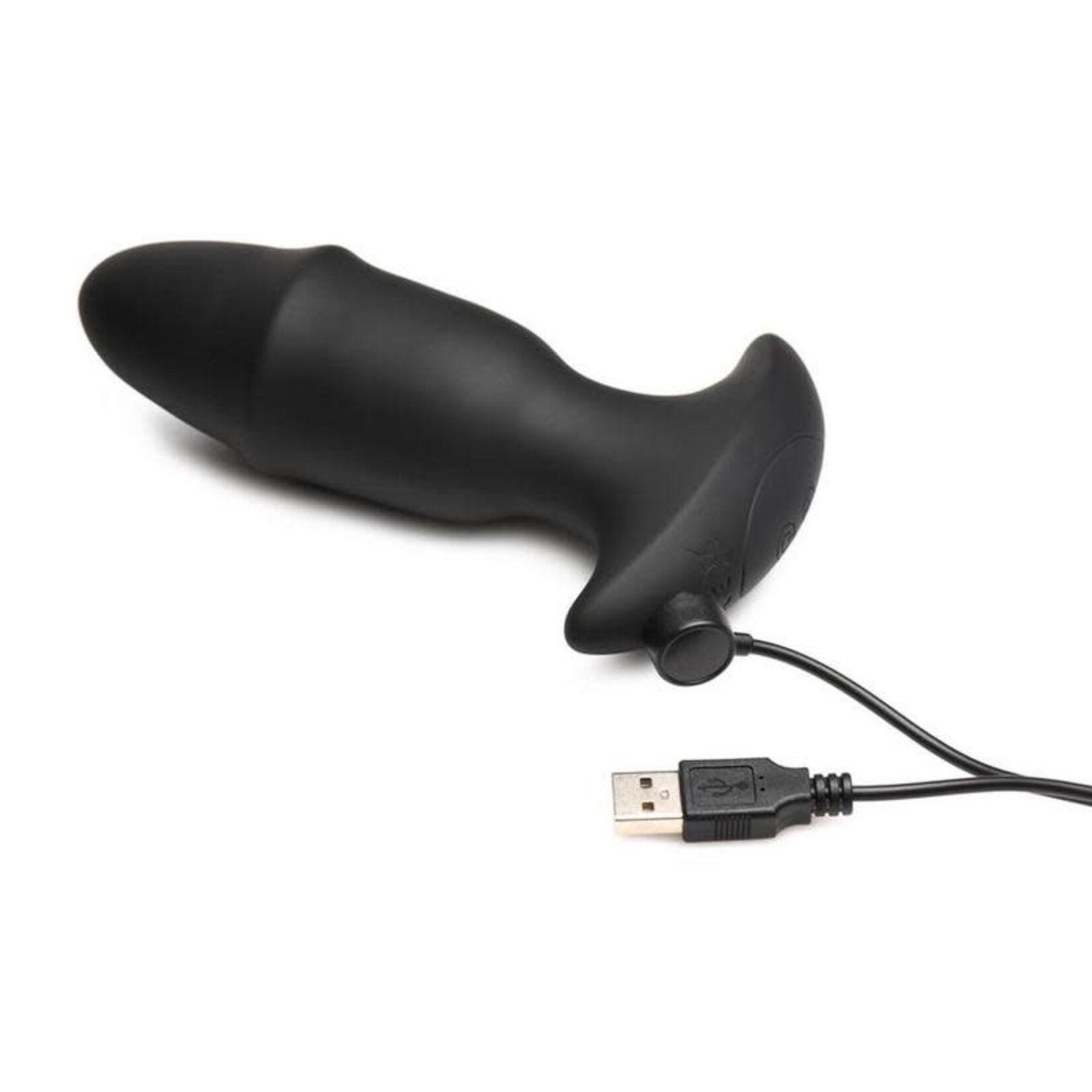 XR Brands Thunder Plugs Thunder Plug Butt Slider 7x Sliding Ring Silicone Rechargeable Missile Plug with Remote Control - Black