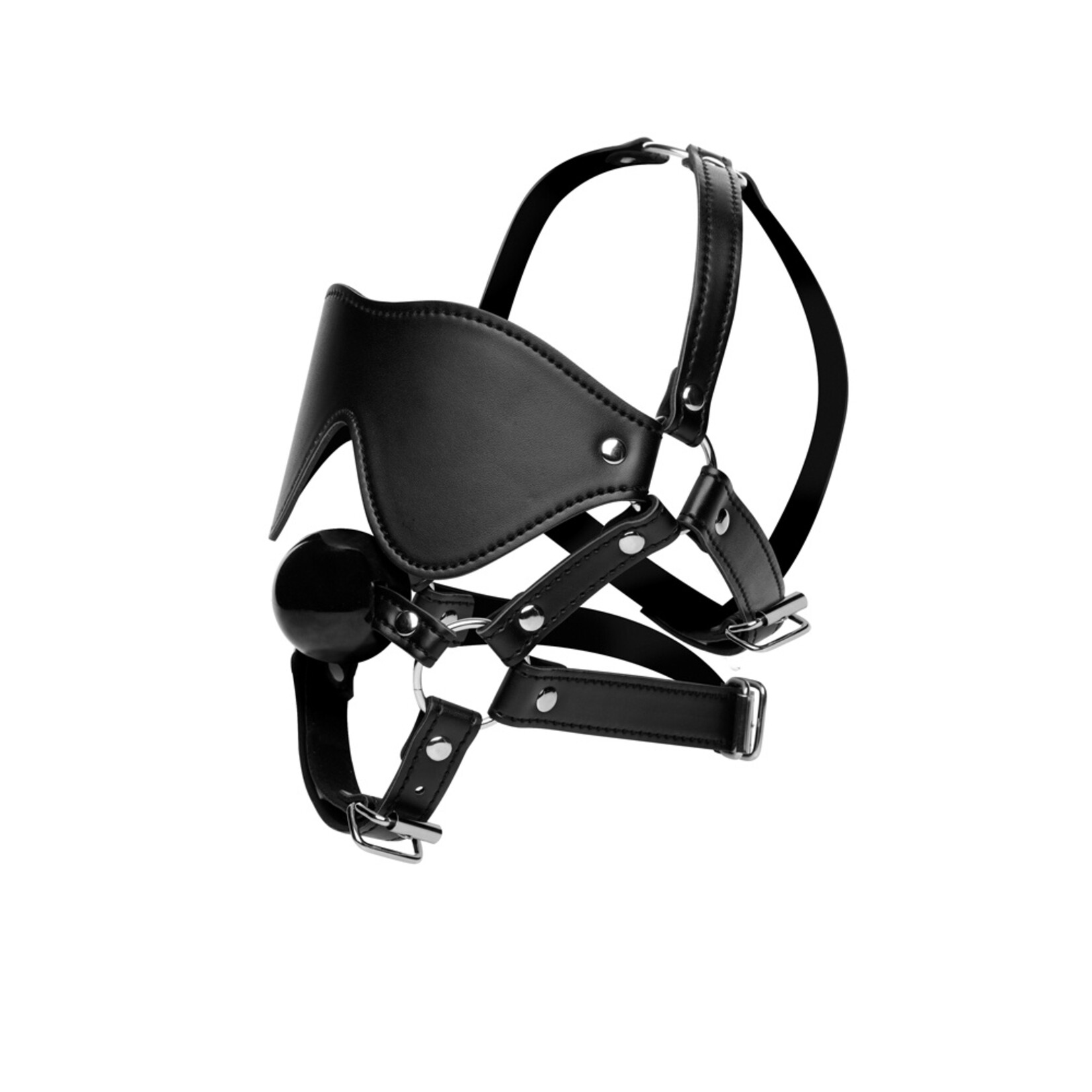 XR Brands Strict Blindfold Harness + Ball Gag