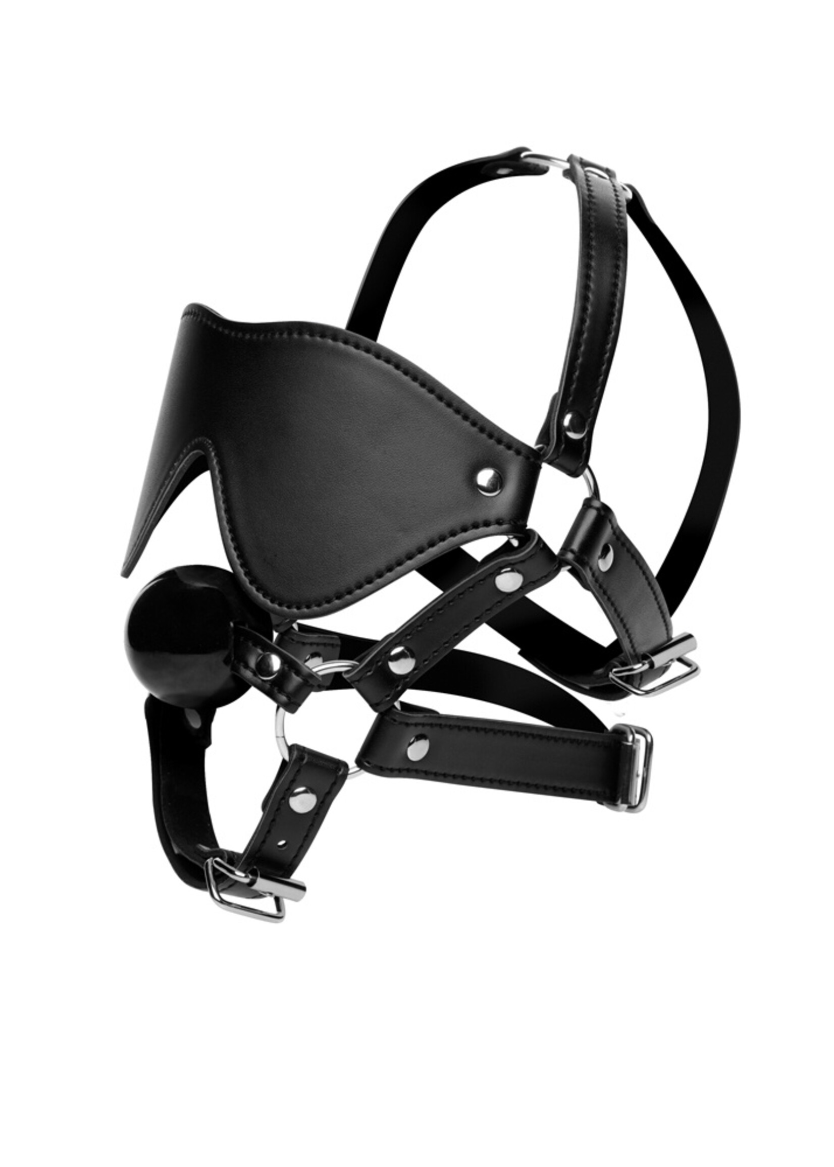 XR Brands Strict Blindfold Harness + Ball Gag