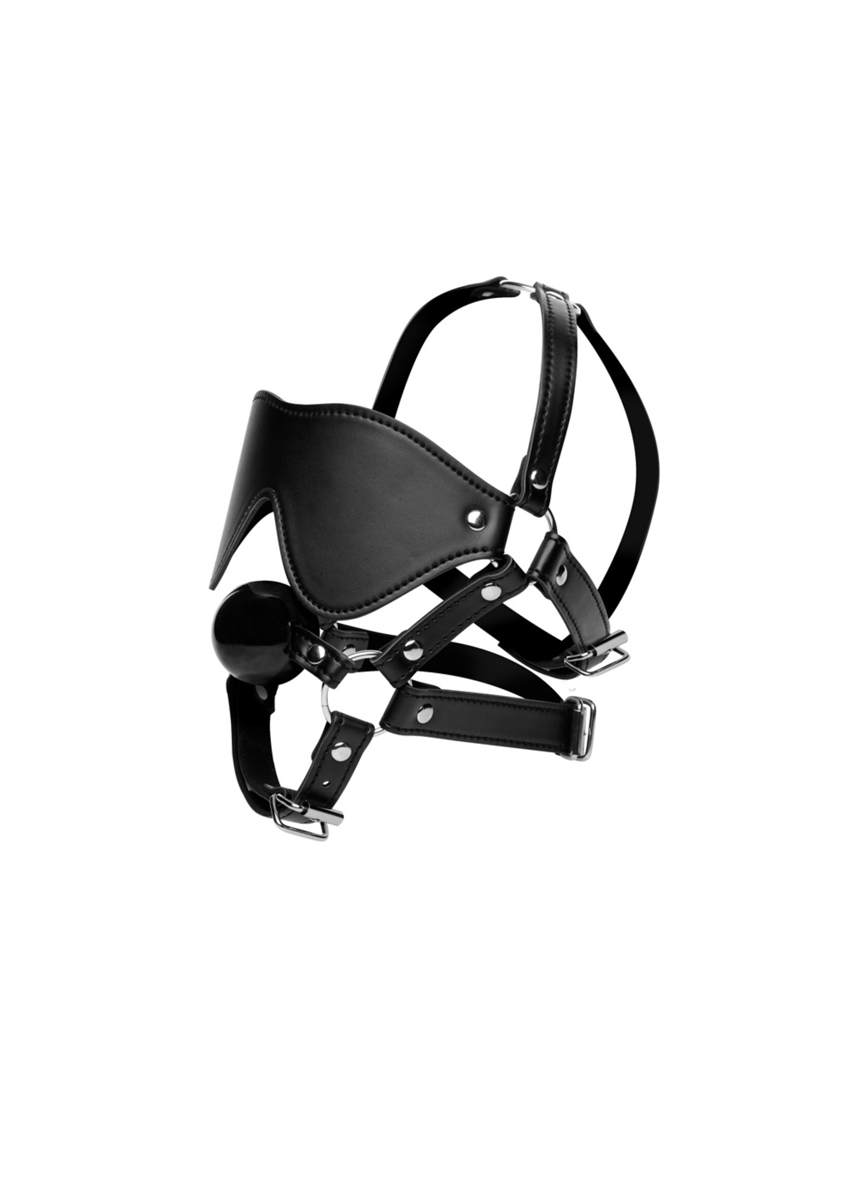 XR Brands Strict Blindfold Harness + Ball Gag