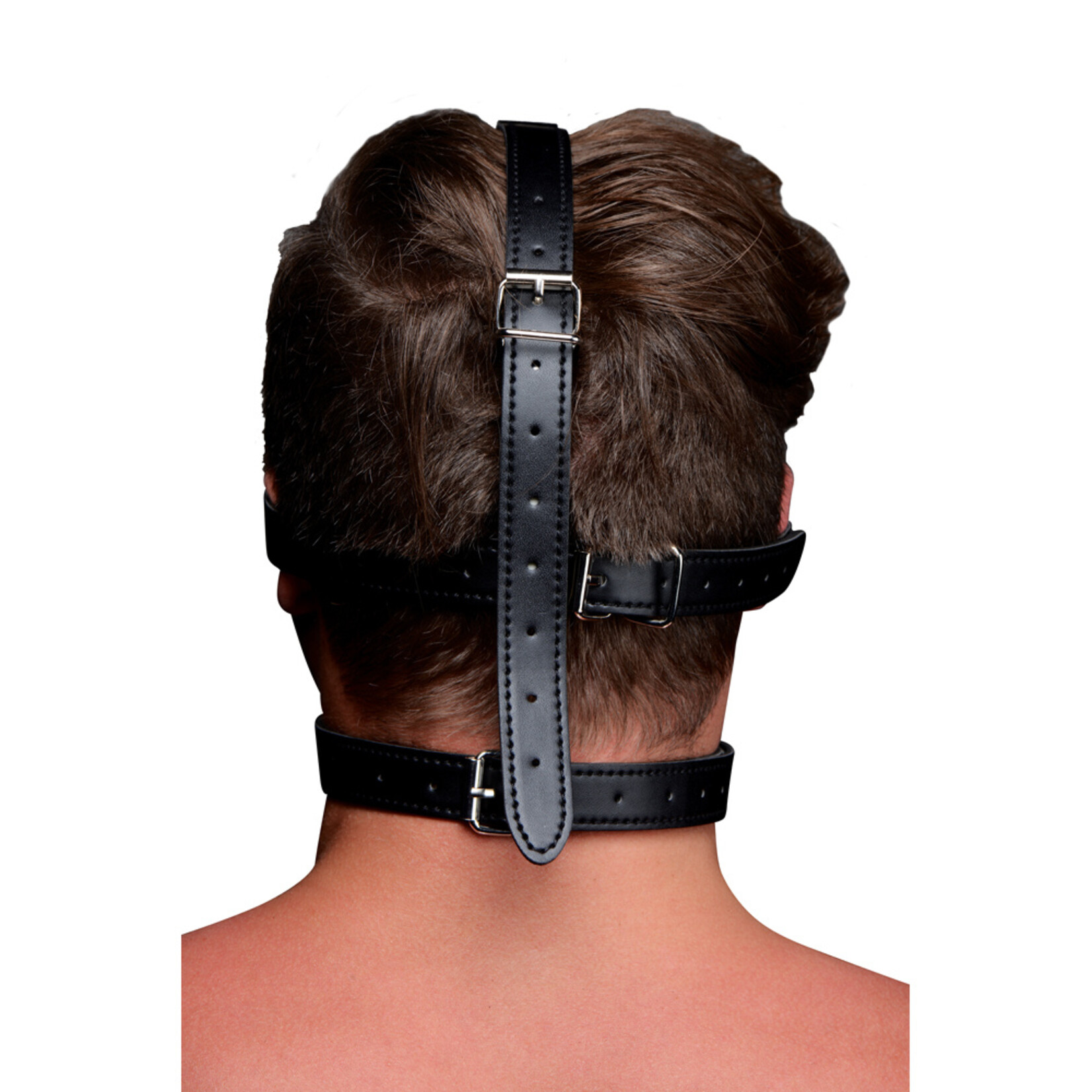 XR Brands Strict Blindfold Harness + Ball Gag