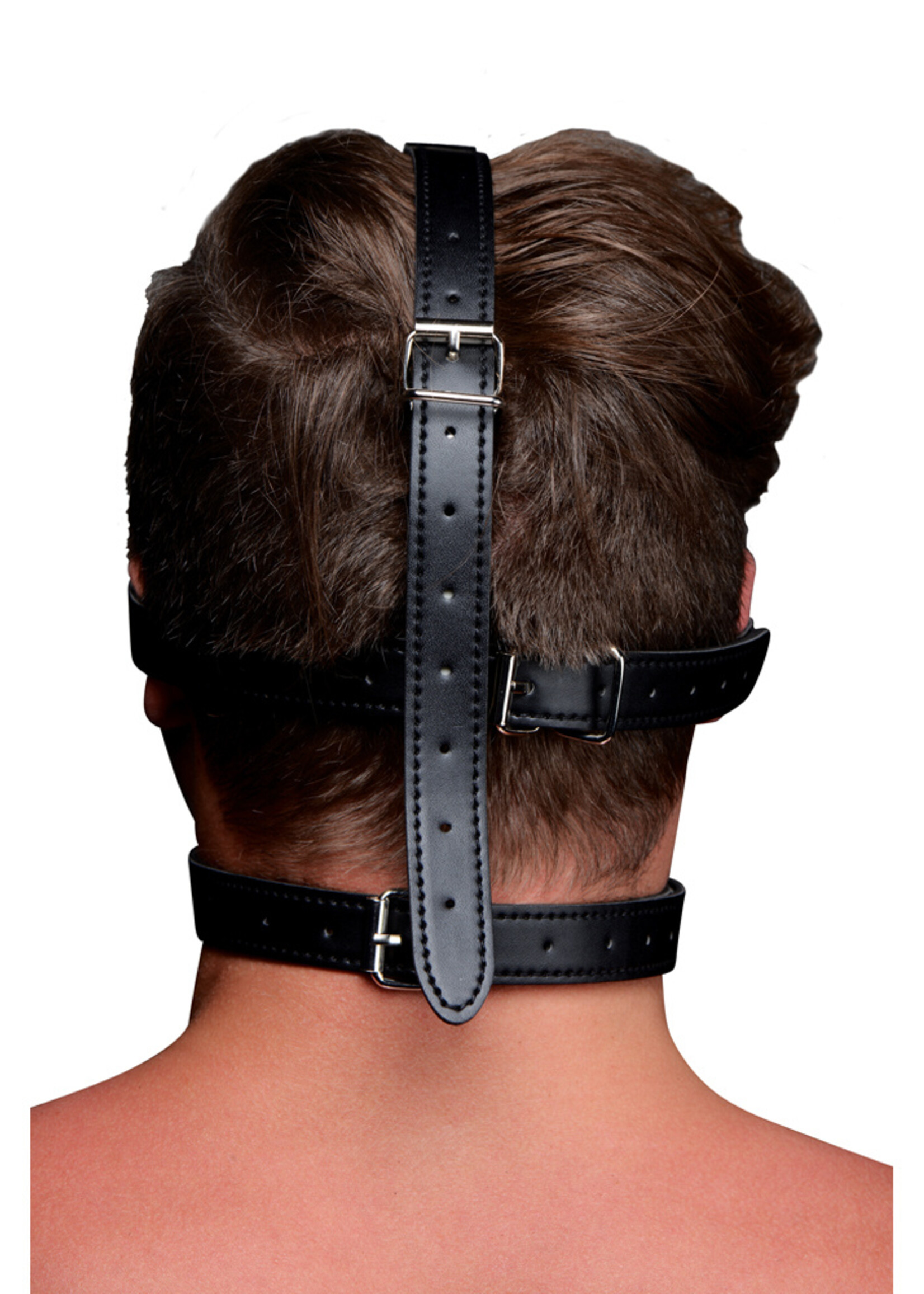 XR Brands Strict Blindfold Harness + Ball Gag