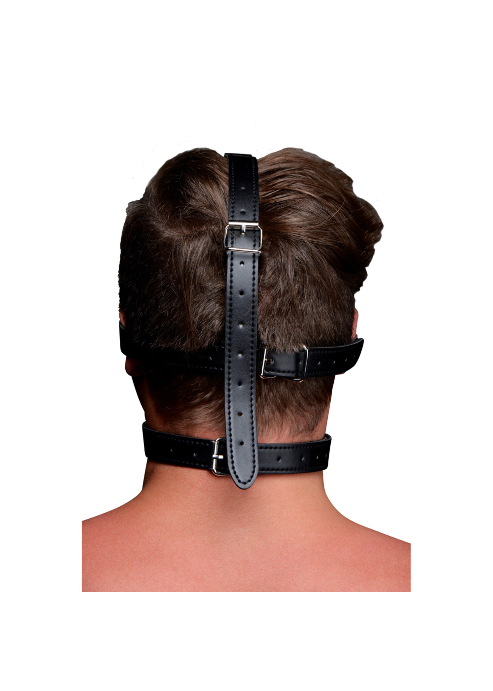 XR Brands Strict Blindfold Harness + Ball Gag