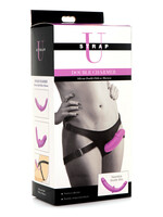 XR Brands Strap U Strap u Double Charmer Silicone Double Dildo with Harness - Purple