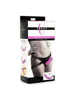 XR Brands Strap U Strap u Double Charmer Silicone Double Dildo with Harness - Purple
