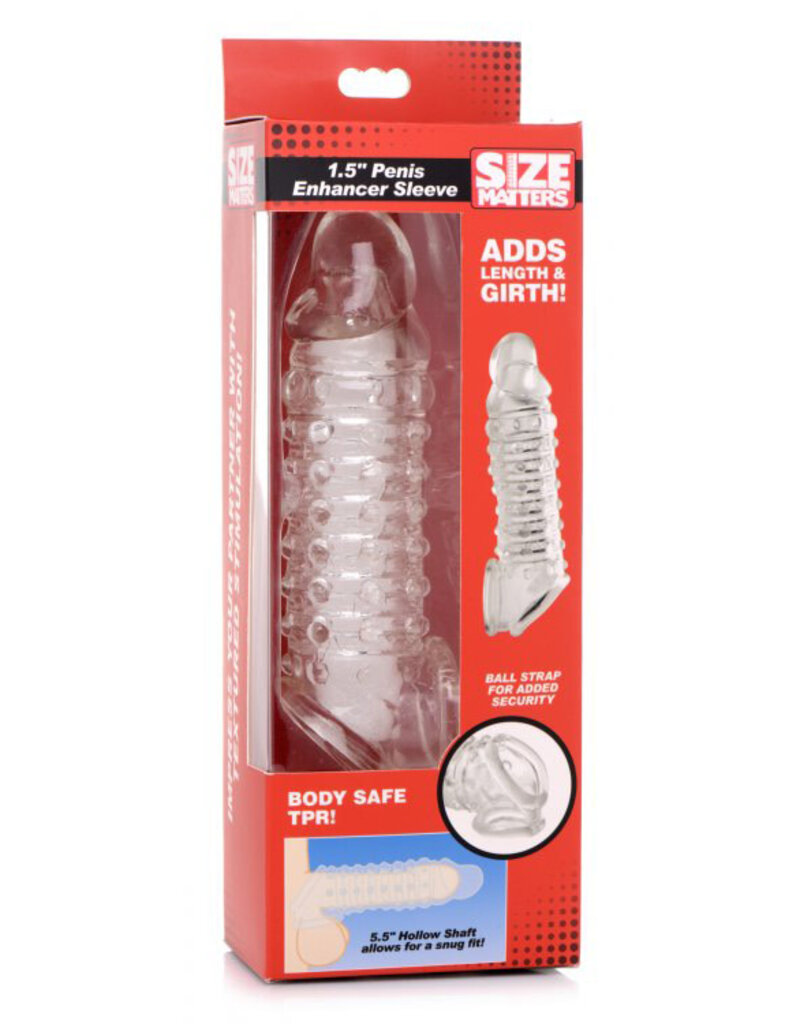 XR Brands Size Matters 1.5 Inch Penis Enhancer Sleeve - Clear
