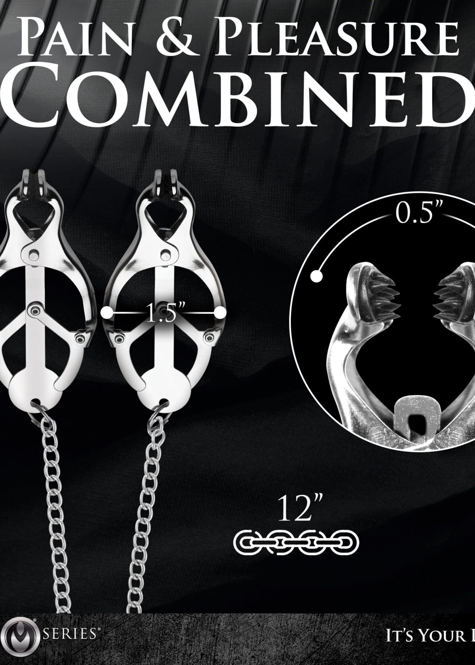 XR Brands Master Series Master Series Primal Spiked Clover Nipple Clamps - Silver