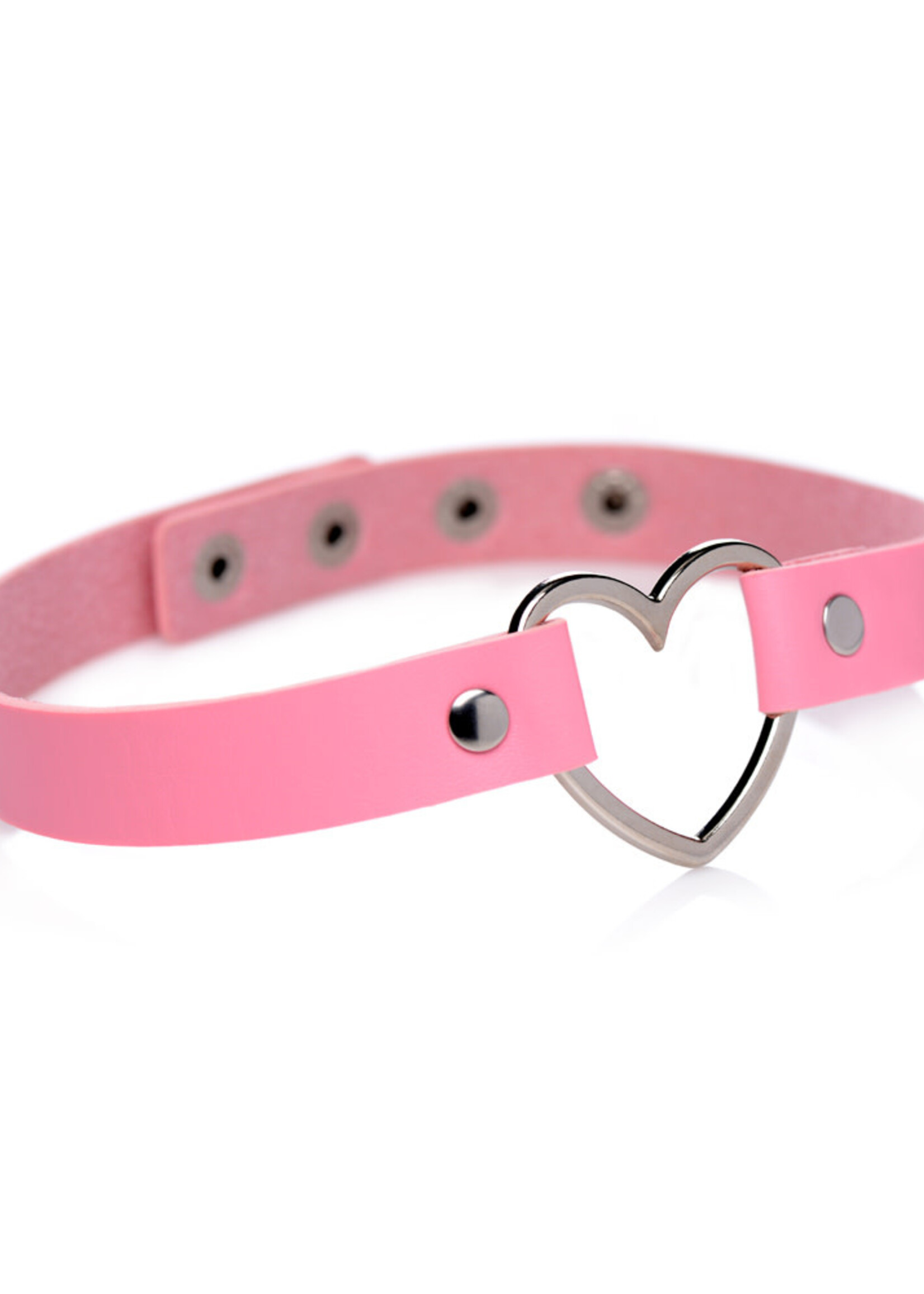 XR Brands Master Series Master Series Heart Choker Necklace - Pink