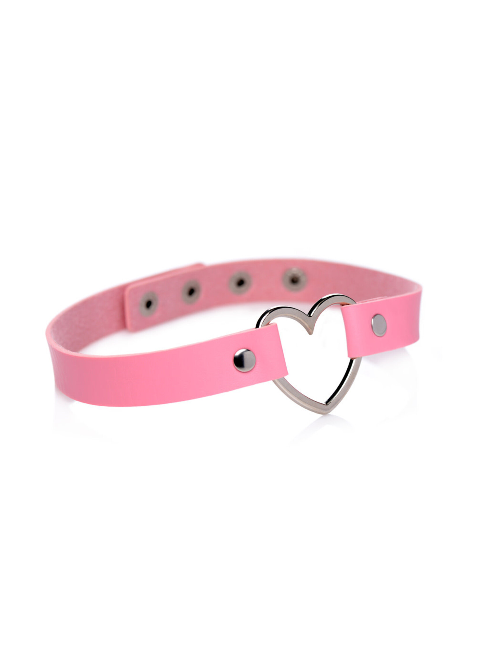 XR Brands Master Series Master Series Heart Choker Necklace - Pink