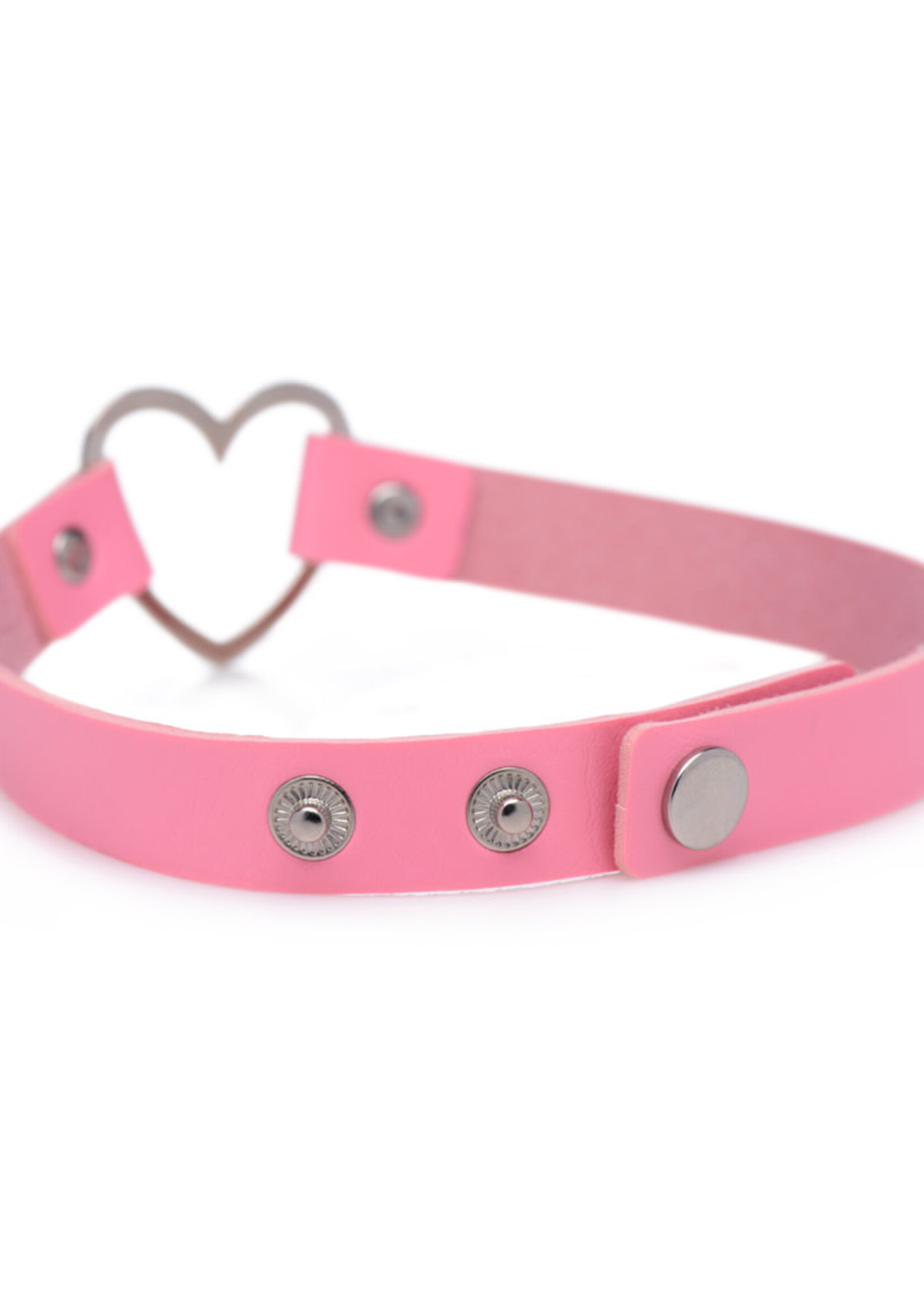 XR Brands Master Series Master Series Heart Choker Necklace - Pink