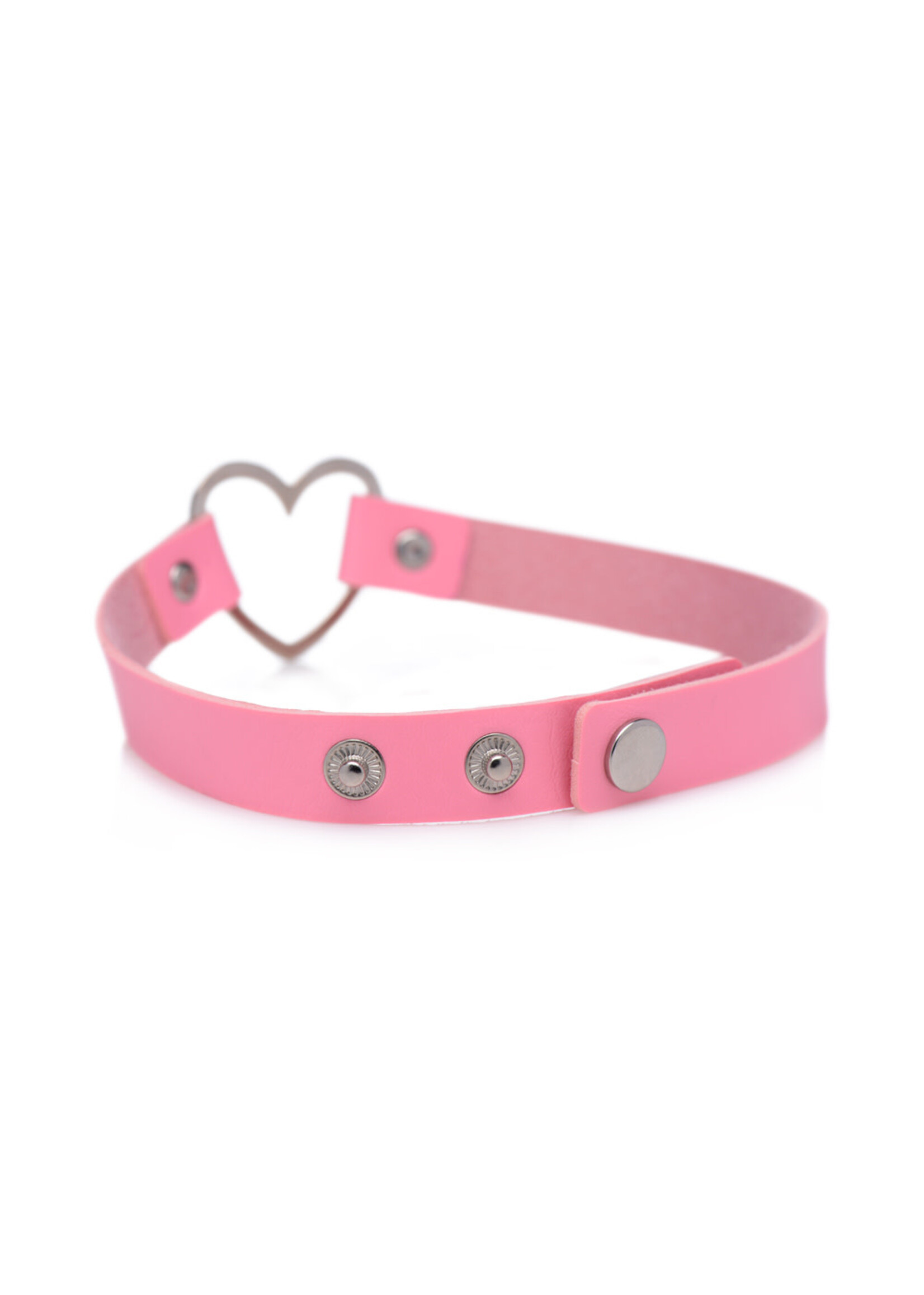XR Brands Master Series Master Series Heart Choker Necklace - Pink