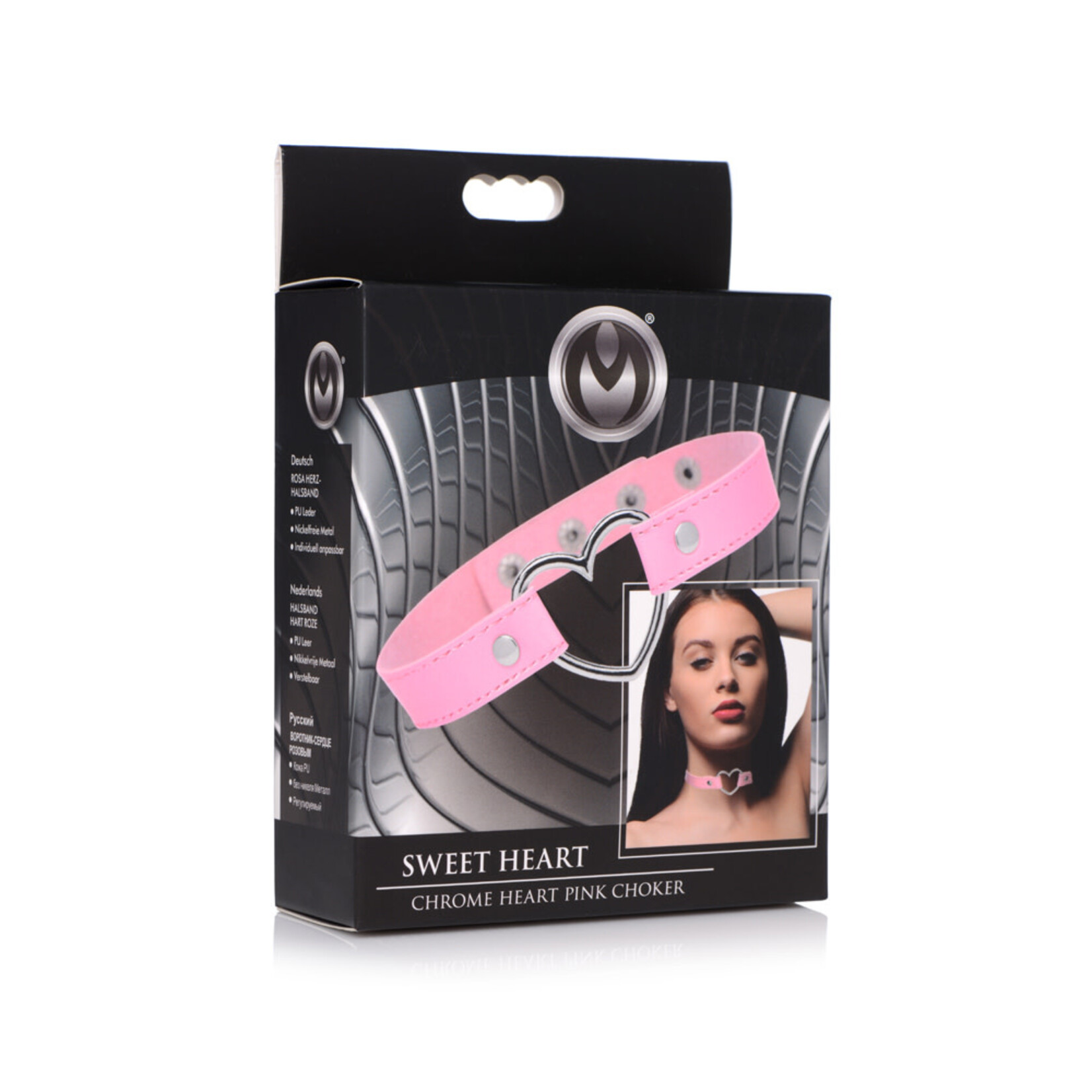 XR Brands Master Series Master Series Heart Choker Necklace - Pink