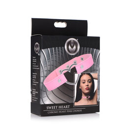 XR Brands Master Series Master Series Heart Choker Necklace - Pink