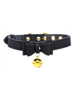 XR Brands Master Series Master Series Golden Kitty Cat Bell Collar - Black/Gold