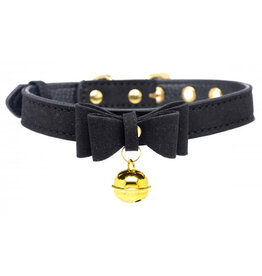 XR Brands Master Series Master Series Golden Kitty Cat Bell Collar - Black/Gold