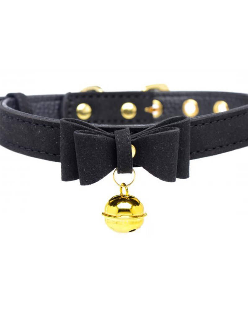 XR Brands Master Series Master Series Golden Kitty Cat Bell Collar - Black/Gold