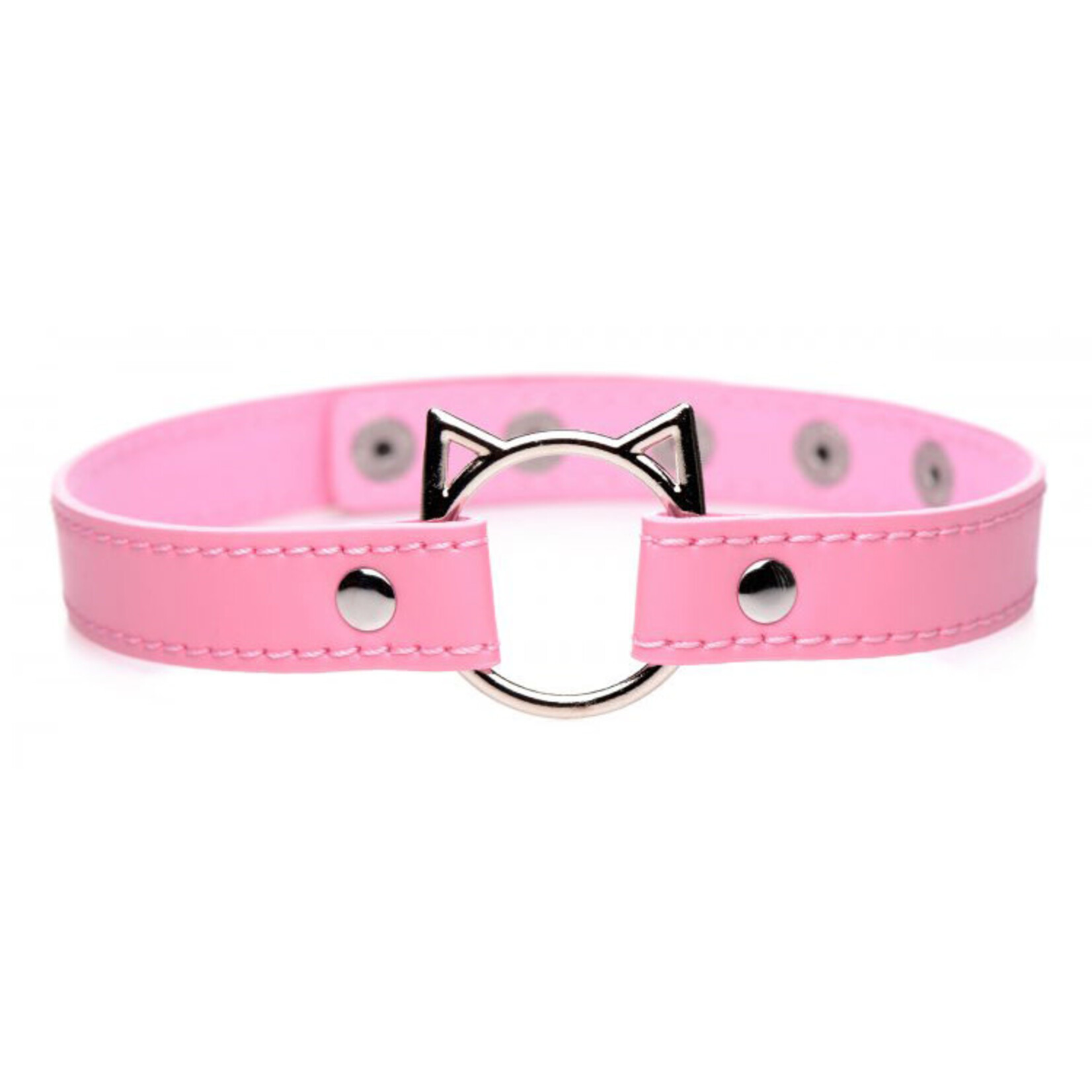 XR Brands Master Series Master Series Kinky Kitty Adjustable Ring Choker Slim - Pink