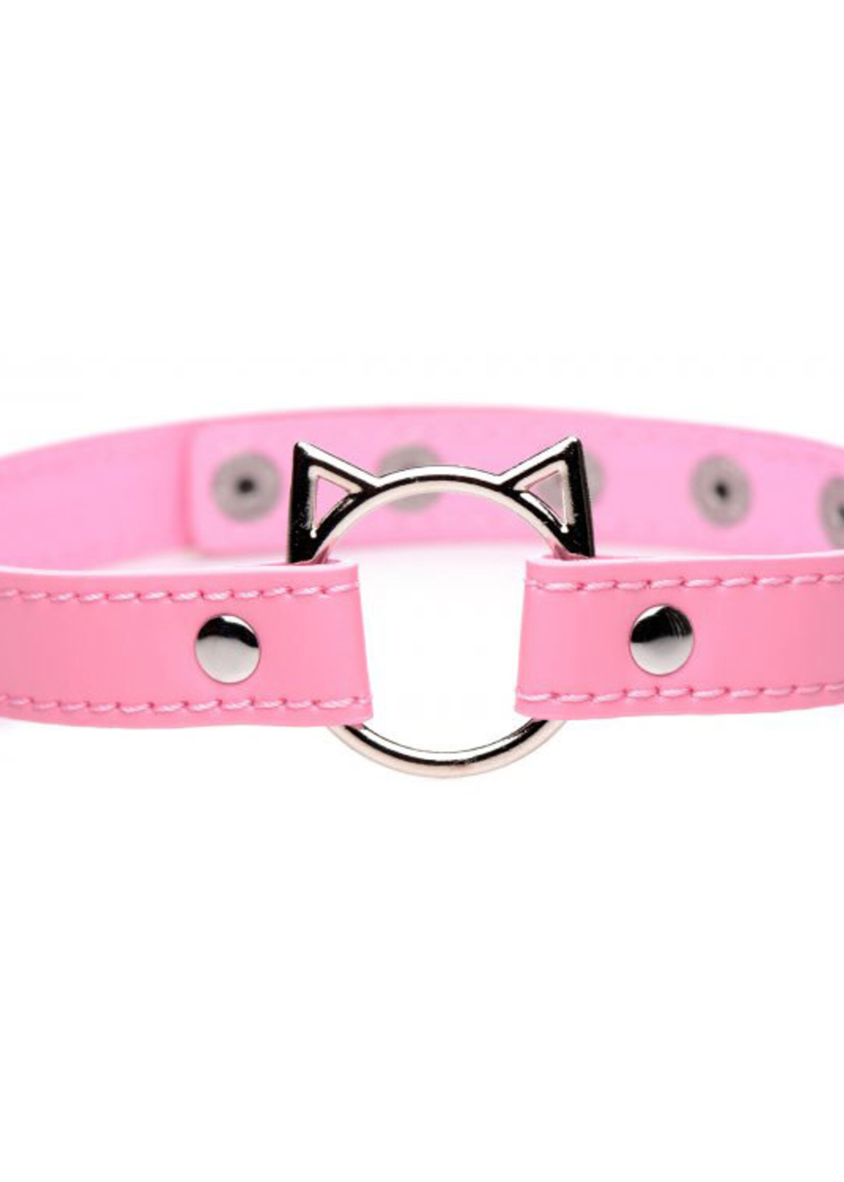 XR Brands Master Series Master Series Kinky Kitty Adjustable Ring Choker Slim - Pink