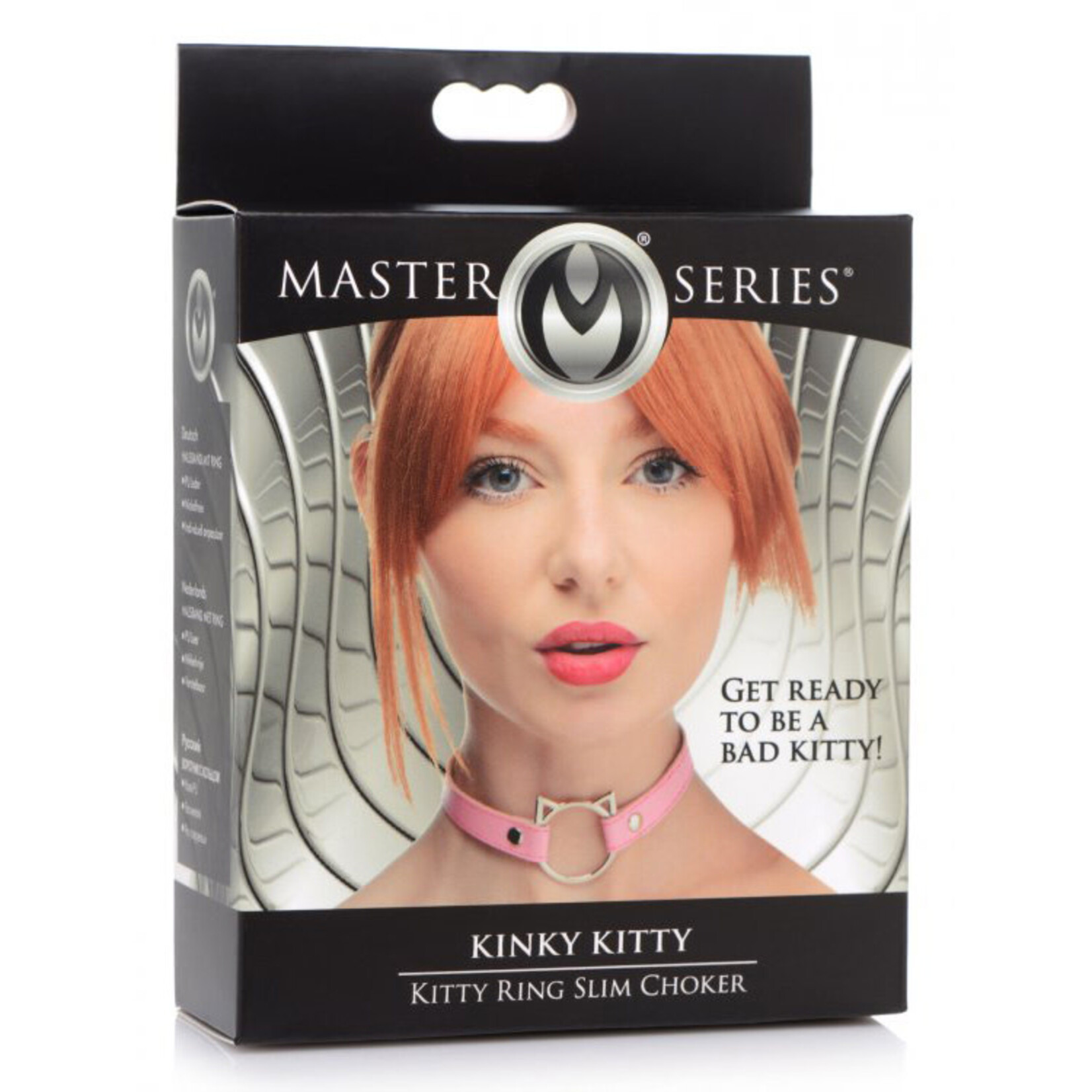 XR Brands Master Series Master Series Kinky Kitty Adjustable Ring Choker Slim - Pink