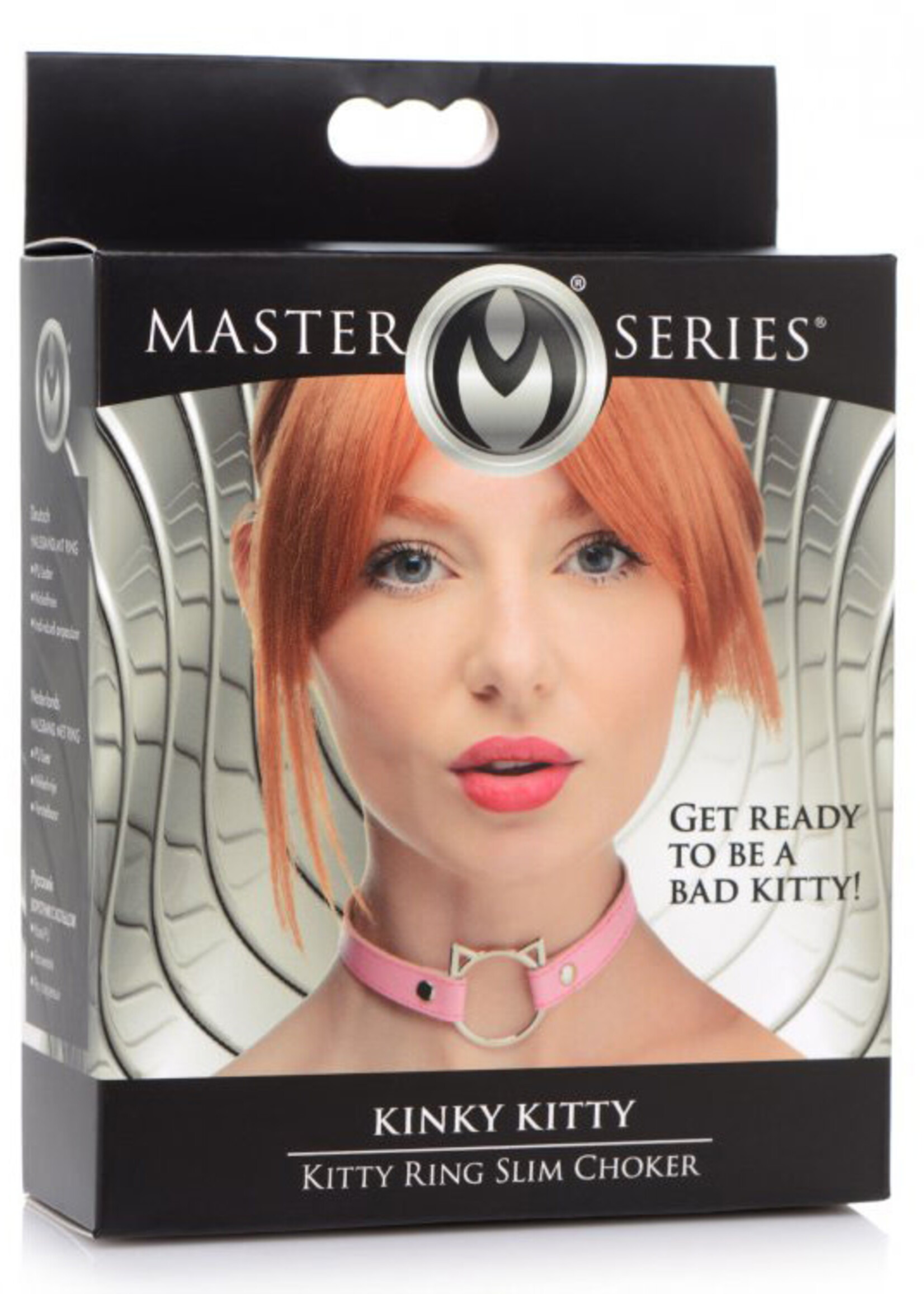 XR Brands Master Series Master Series Kinky Kitty Adjustable Ring Choker Slim - Pink