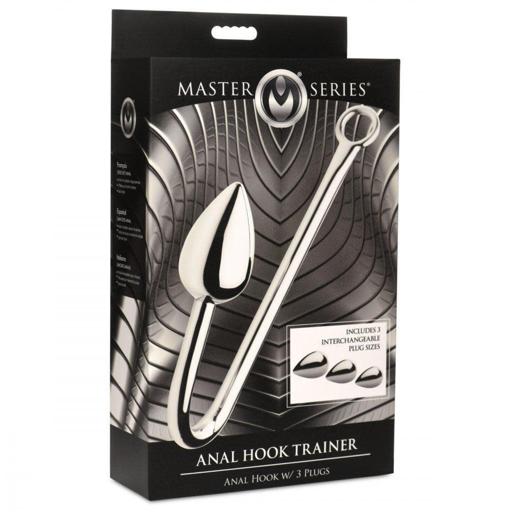 XR Brands Master Series Master Series Anal Hook Trainer with 3 Plugs - Stainless Steel