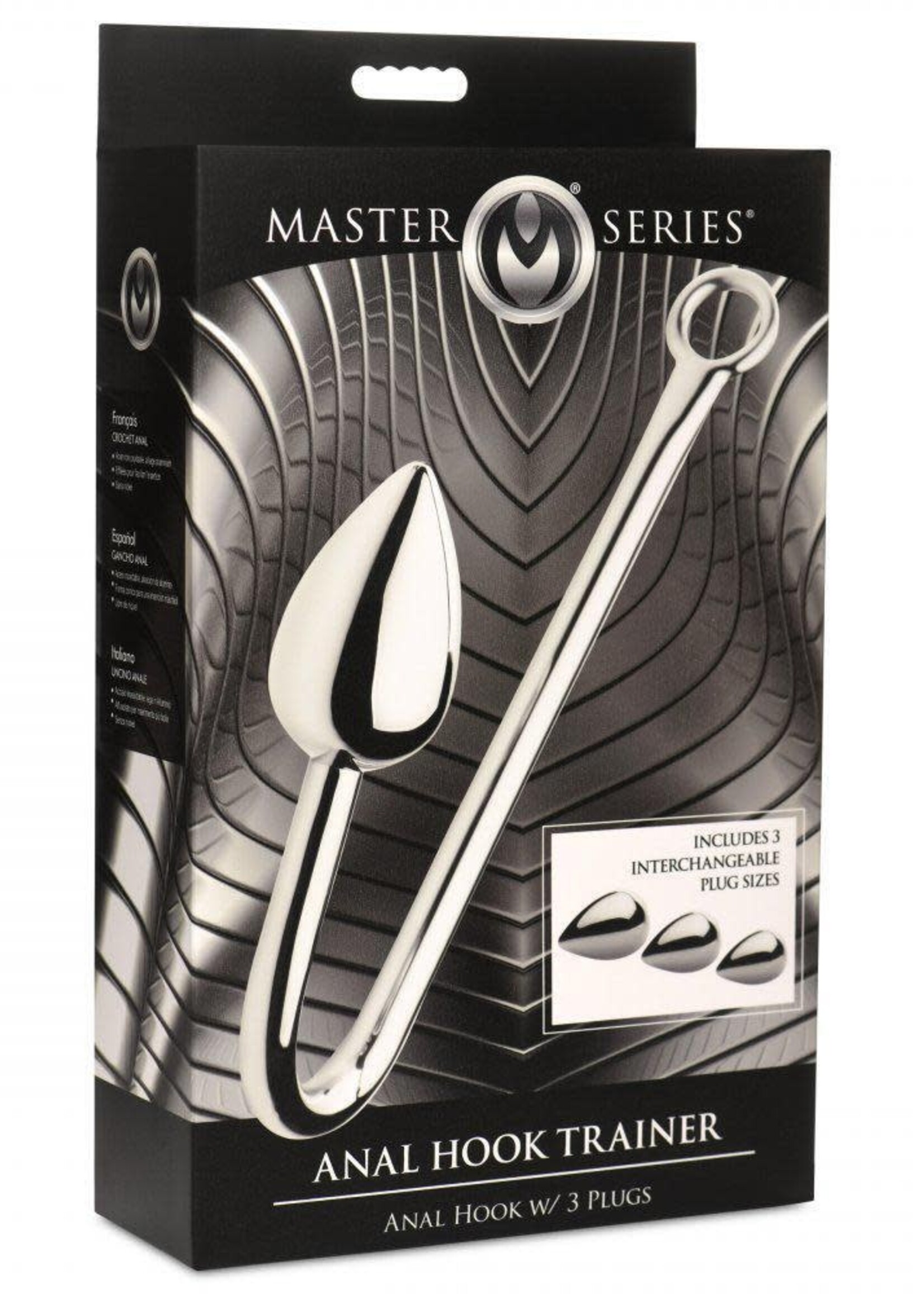 XR Brands Master Series Master Series Anal Hook Trainer with 3 Plugs - Stainless Steel