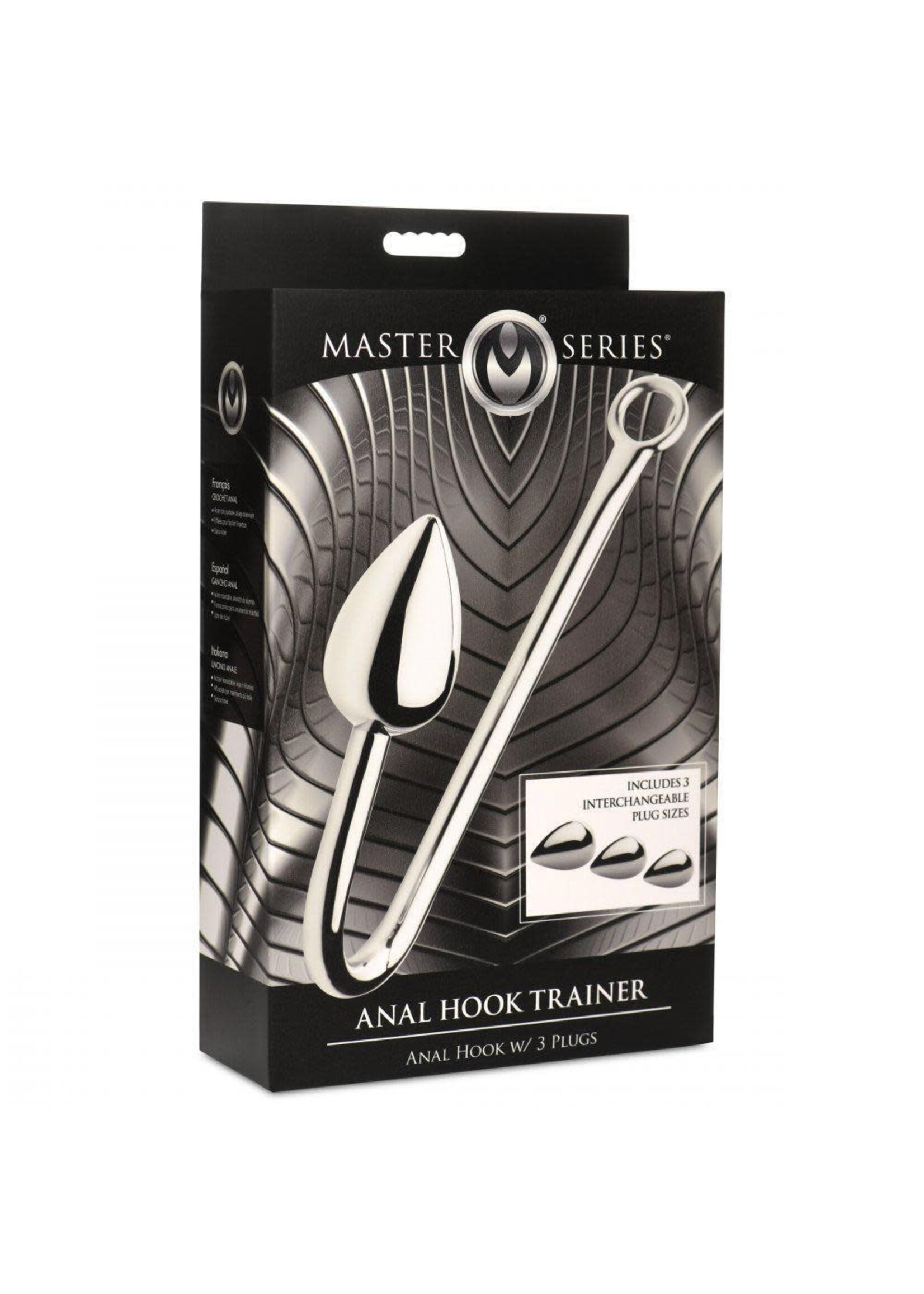 XR Brands Master Series Master Series Anal Hook Trainer with 3 Plugs - Stainless Steel