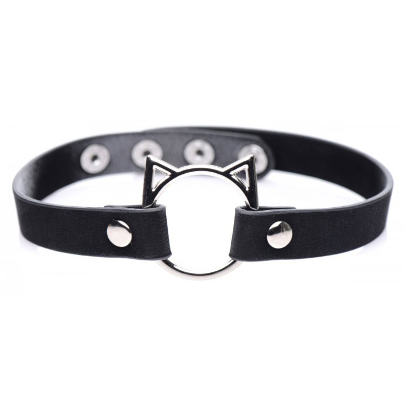 XR Brands Master Series Master Series Kinky Kitty Adjustable Ring Choker Slim - Black